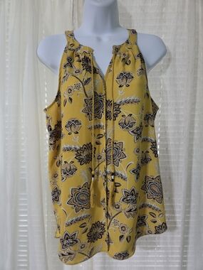Unbranded Women's Yellow Floral Halter Tank Top